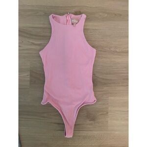 Show Me Your Mumu Ribbed Pink Thong Bodysuit